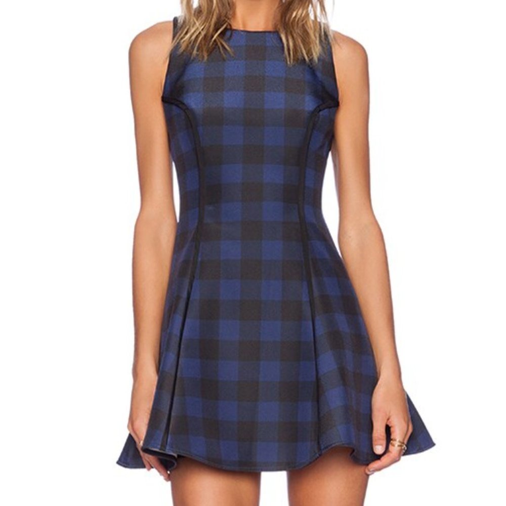 Finders Keepers Alter Ego Dress Gingham Plaid Blue/Black